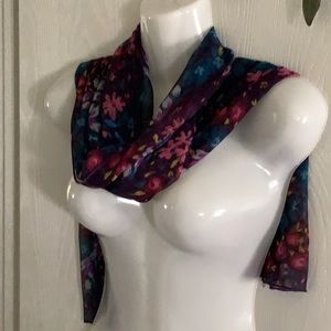 Sheer floral scarf black pink blue green good versatile wear different w…